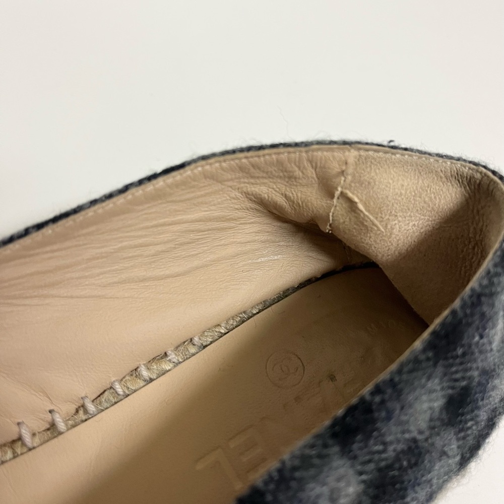 Chanel CC Logo Plaid Wool Espadrilles Size 39 - Picture 8 of 12
